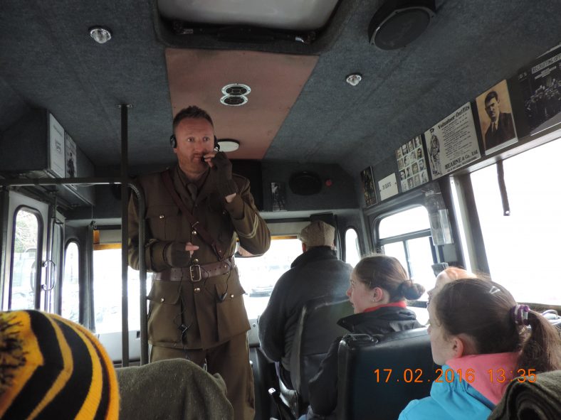 Shay, our tour guide, ensuring we get into the mood & start to believe we are back in 1916. | Mary O'Malley