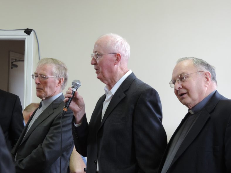 Three friends & neighbours, Fr. Geoffrey O'Grady, Liam Davitt & Fr. Eugene | Mary O'Malley